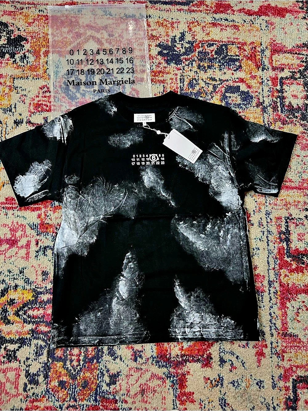 Maison Margiela Paint Splatter Cotton T-Shirt Black & White